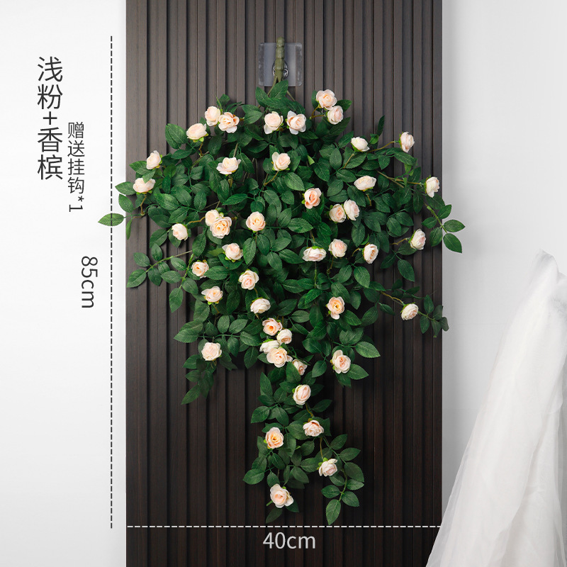Tenture murale rose, tige unique rose clair
