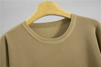 Conjunto de Loungewear de 2 Piezas para Mujer 2026, Tejido Acanalado, Top con Hombros Caídos y Dobladillo Dividido, Pantalones de Punto de Pierna Ancha, Atuendo Casual, OEM ODM Personalizado al por Mayor