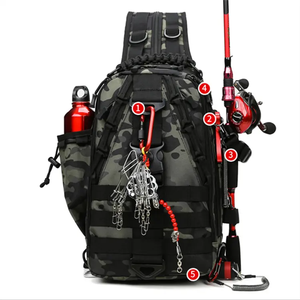Bolsa de pesca táctica, bandolera, equipo de señuelo, mochila con soporte para caña, organizador de aparejos impermeable para viajes/pescadores al aire libre - Product Image 1