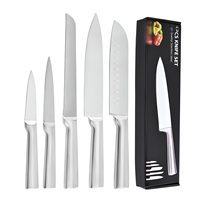 Buitenlandse Handel Holle-handgreep 3Cr Serie Staal Koksmes Modern Minimalistisch Vijfdelig Set Geborstelde Afwerking Aangepaste Logo's