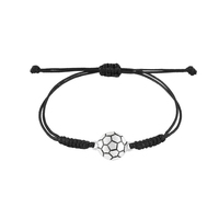 Bracelet tressé à la main en fil ciré avec breloques en alliage (football, baseball, basketball, volleyball, rugby) pour femme - Vente en gros