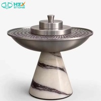Brûleur d'encens carré en marbre blanc HZX STONE avec bois de santal, style religieux chinois, décoration parfumée