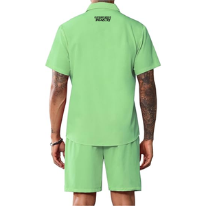 Conjunto de 2 piezas de camisa polo y pantalones cortos de estilo casual para hombre, color loro, de la mejor calidad, servicio OEM, última tendencia. - Product Image 3