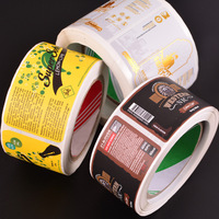 Autocollants personnalisés en PVC/PET/papier, impression de logo, adhésif permanent, imperméable, écologique, autocollant d'emballage UV, rouleau d'étiquettes