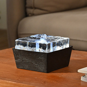 Adornos de Cristal de Resina Cuadrados Creativos con Agua Circulante, Hechos a Mano, con Luz, Modernos, para el Hogar, Oficina, Escritorio, Feng Shui - Product Image 3