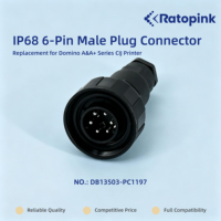 Ratopink DB13503-PC1197 Prise mâle 6 broches IP68, Remplacement pour imprimante CIJ Domino A100/A120/A200/A220/A300