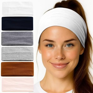 Diadema deportiva de color liso para mujer, estilo europeo y americano, antideslizante, elástica, para fitness, turbante, que absorbe el sudor. - Product Image 1