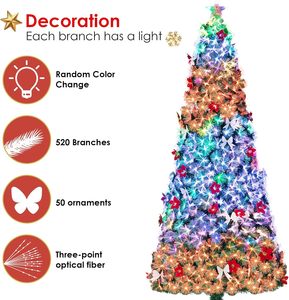 <span class=keywords><strong>Sapin</strong></span> de Noël en PVC pré-éclairé de 1,80 m, lumières LED multicolores changeantes, fleurs artificielles, nœuds, étoile lumineuse sur le sommet, pour les fêtes - Product Image 2