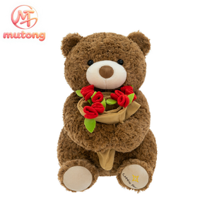 Vendita Diretta dalla Fabbrica, Regalo di San Valentino, Orsacchiotto di Peluche con Rosa, Giocattolo per Bambini, Pupazzo Animale Imbottito, Orso Seduto in Peluche - Product Image 1