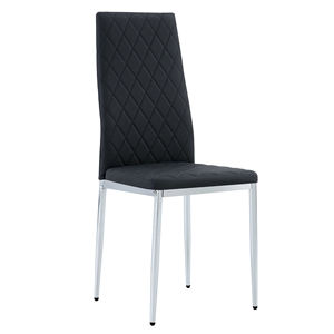 Modern Black PU Leather Dining Chair with Diamond Quilted High Back and <b>Chrome</b> Square <b>Legs</b> for Restaurant Hotel Wedding Venue - Product Image 5