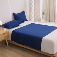 Ensemble de draps plats ultra-doux 3 pièces, qualité supérieure 300TC, 100% polyester, uni, avec taie d'oreiller, respirant, imperméable, antibactérien