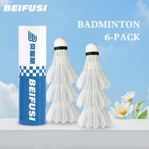 B600-6 <span class=keywords><strong>Shuttlecock</strong></span> Bulu Lurus Super Ringan 5g dengan Bingkai Kayu Gabus PU-6 Buah untuk Latihan Tim Profesional - Product Image 2