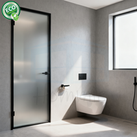 Porte intérieure en aluminium pour salle de bain Porte en verre trempé Porte intérieure design minimaliste