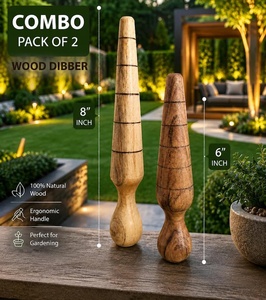 Outil de jardinage artisanal en <span class=keywords><strong>bois</strong></span>, piqueur de <span class=keywords><strong>jardin</strong></span> traditionnel pour la plantation de graines et de bulbes avec marquages de profondeur (8 pouces) - Product Image 6
