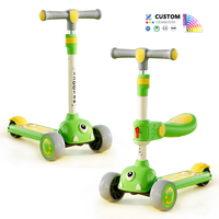 Jouets de sports de plein air pliable bambin enfants enfants trottinette avec siège amovible éclairer LED PU 3 roues Scooter pour les enfants