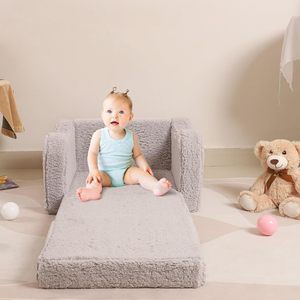 Children's Folding <b>Sofa</b> Grey Foldable Nap Chair Reading Corner For <b>Kids</b> Age 2 And Above - Product Image 2