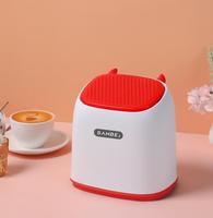 Poubelle en plastique au design d'animaux, corbeille avec couvercle pour table de bureau, panier à papier, sécurisée