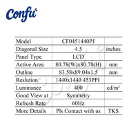 Pantalla LCD IPS CONFU de 4.5 Pulgadas, Resolución 1440*1440, Panel de Instrumentos para Simulador de Vuelo, Pantalla Cuadrada 1*1, Controlador de Panel MIPI para Raspberry Pi