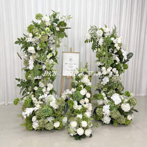 Индивидуальная свадебная арка с искусственными цветами: зелень, гортензии, шелковые белые розы - Product Image 2