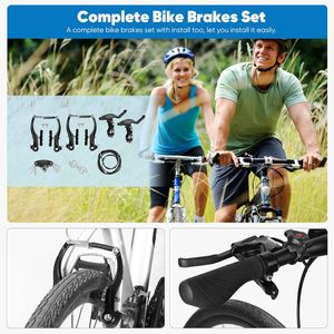 Juego completo de frenos de bicicleta universales tipo V, cables exteriores interiores delanteros y traseros MTB, incluye pinzas de palanca de frenos, frenos de bicicleta - Product Image 6
