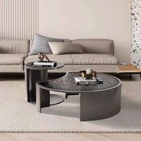 Table basse de salon moderne en acier inoxydable avec plateau en verre trempé, mobile et basse