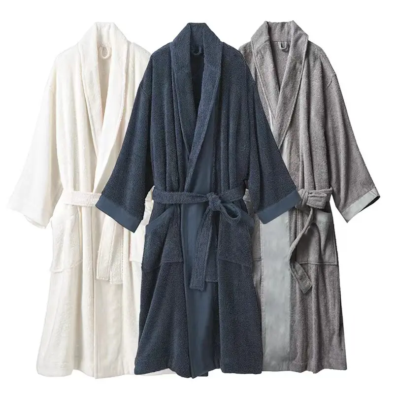 Women Kimono Robes Cotton Bathrobe Soft Sleepwear Pocket Ladies Loungewear Bathrobe custom logo