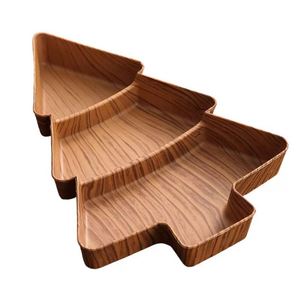 Assiette à salade en plastique PP gravée en forme de sapin de Noël au design classique et créatif, plateau à fruits, rangement pour collations domestiques et de fête - Product Image 4