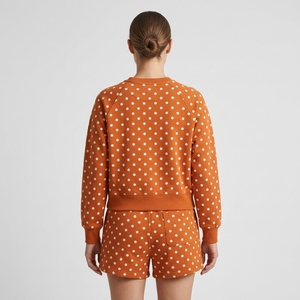 Custom Women’s Polka Dot Sweatshirt <b>Set</b> Long Sleeve Mock neck Pullover Matching Casual Drawstring Shorts <b>Two</b> <b>Piece</b> <b>Lounge</b> Outfit - Product Image 6