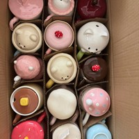 Tasse à café en céramique de luxe, design nordique mixte avec motifs de dessins animés, avec couvercle, pour la vente en gros aux petites entreprises