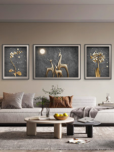 Peinture décorative <span class=keywords><strong>murale</strong></span> en métal éléphant, style moderne et luxueux, abstrait, pour <span class=keywords><strong>salon</strong></span>, fond de canapé, haute qualité, motif triple cerf - Product Image 4