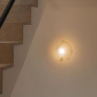 Lámpara de Pared Minimalista de Alabastro, Aplique de Pared Redondo de Alabastro, Aplique de Pared Moderno de Mármol y Alabastro, Luz de Pared de Alabastro
