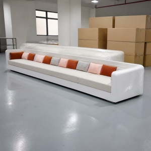 Elegante Sofá Lounge de Lino Personalizable |   Sofá Tapizado de Tres Plazas con Fundas Extraíbles para Sala de Estar de Villa, Venta al Por Mayor - Product Image 3