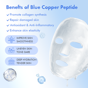 Vente en gros de masque en feuille de peptide de cuivre bleu GHK-Cu Masque facial anti-âge pour le traitement de soin de la peau hydratant raffermissant et anti-rides - Product Image 3