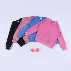 Classic Fall Winter Boys Girls Neutral Cotton Long Sleeve Sweatshirts Short Pants Baby <strong>Kids</strong> Boxy Solid Color Clothing Sets - Product Image 2