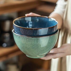 Bol en céramique de style nordique de 6 pouces avec glaçure réactive bleue <span class=keywords><strong>pour</strong></span> riz, soupe, salade, petit-déjeuner, restaurant, vaisselle de table à domicile - Product Image 4