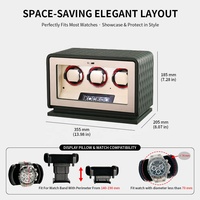 MINEESI Luxe Remontoir de Montres Automatique en Bois pour 3 Montres, Qualité Supérieure Professionnelle, Silencieux, Anti-Magnétique, Protection en Cuir