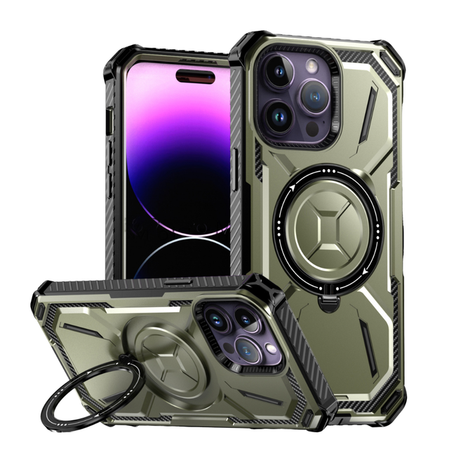 Stylish TPU Phone Case Shockproof Electroplate Craft Armor Design 360° Ring Stand Shockproof Mobile Phone Case for iphone 16 15