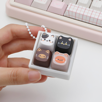 Custom LOGO Cat Love Heart Shape Sublimation PBT Keycap Fidget Keychain Keycap Keyboard Accessories LOW MOQ Wholesale