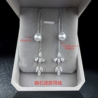 Anting Hoop Perak Sterling S925 Grosir EX88, Anting Perak Sterling Stylish, Anting Tassel Zirkon Elegan