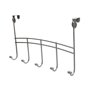 Perchero para colgar ropa sobre la puerta de metal sin clavos con capa niquelada y gancho para bata Ganchos y rieles de fácil instalación Producto - Product Image 1