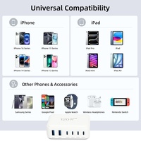 Station de charge USB 120W QC 3.0 Chargeur rapide 6 ports USB C pour Macbook iPad iPhone