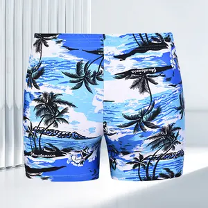 New Polyester Coconut Print Summer Casual Anti-embarrassment Breathable Quick-drying Vacation Sports Swimming Trunks