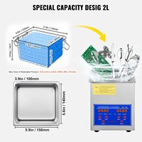 2L Pembersih Perhiasan Ultrasonik Digital Portabel 60W Terlaris Mini 45kHz Sonic untuk Penggunaan Rumah Tangga Sumber Daya Listrik