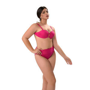 Costume da bagno intero HDJ Plus Size con controllo pancia, vita alta e fascia a fascia (Bandeau) - Monokini BZ77053 - Product Image 2