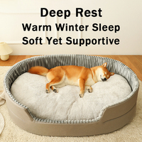 Lit pour animaux de compagnie spacieux, écologique, respirant, antidérapant, doux, semi-fermé, lit ovale 3D pour chat et chien, tapis réversible pour chien, amovible et lavable