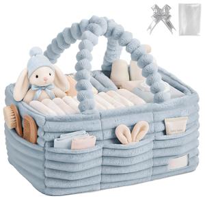 Cesta de Almacenamiento Portátil de Gran Capacidad para Guardería, Organizador de Pañales Multifuncional de Franela - Product Image 1
