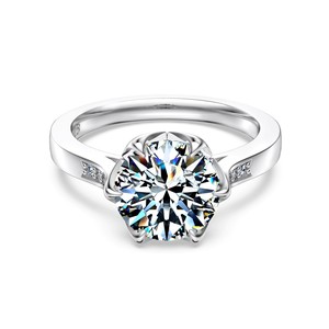 Anillo de Compromiso Clásico Dylam con Moissanita, Plata de Ley 925, Chapado en Oro de 18K, Corte Brillante VVS, Engaste de Puntas, Certificado GRA - Product Image 1
