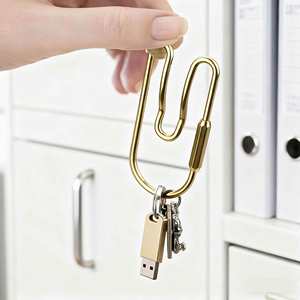 Porte-clés en métal personnalisé, anneau de clés fendu en laiton, anneau de clés durable en laiton avec clip de verrouillage à vis, style simple, porte-clés de voiture - Product Image 3