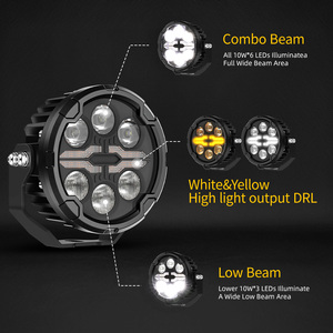 Faro LED para Motocicleta, Color Ámbar Blanco, DRL, Regulable, Impermeable IP68, 110W, 6 Lentes, Externo, 4.5 Pulgadas, Luz Alta/Baja, para GS GR - Product Image 2