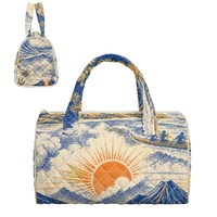 Sac à main brodé personnalisé avec imprimé vague hawaïenne et motif floral Hibiscus des Fidji pour le shopping, les voyages et le quotidien